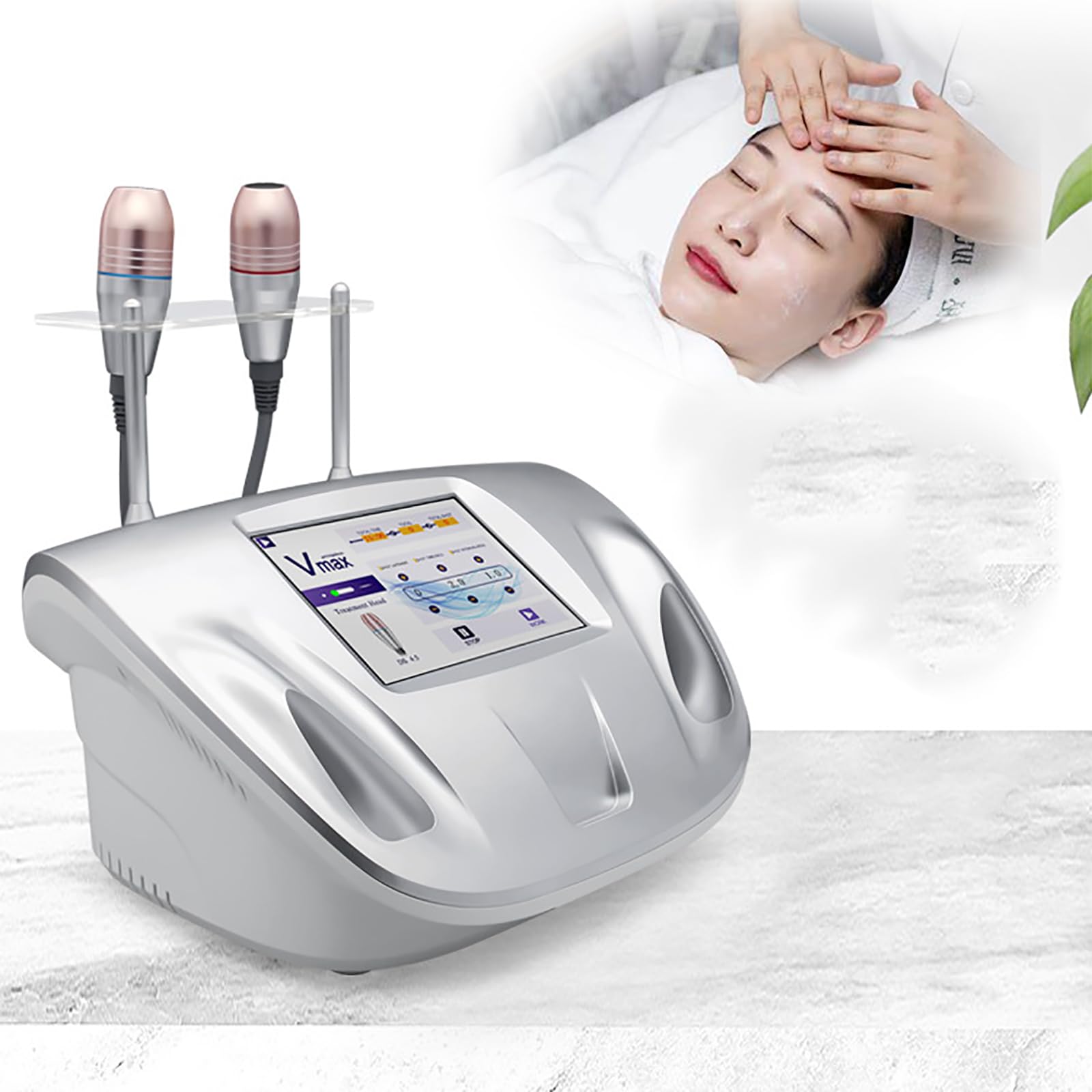 Macchina Portatile per la Bellezza del Viso con 2 sonde, Regolazione Multi-Livello, Strumento Antirughe per Il ringiovanimento della Pelle, Dispositivo di Bellezza, per Lifting del Viso