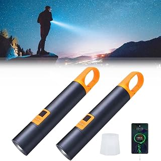 S18 Flashlight, Multifunctional Aluminum Alloy Outdoor Camping Bright Flashlight, USB Charging, Camping Light, Emergency Power Bank, Retractable Zoom Flashlight (2PCS)