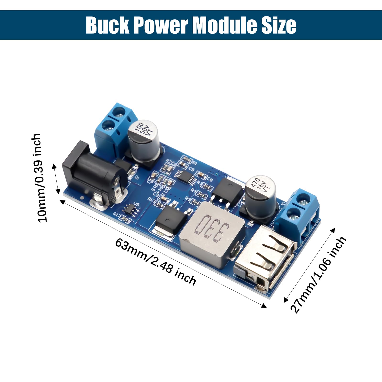 Step Down Converter Binghe 2 pezzi DC 24V/12V su 5V 5A Buck Converter Module Alimentatore Step Down Convertitore con porta USB Buck Modulo Supporta la ricarica rapida Compatibile con Arduino