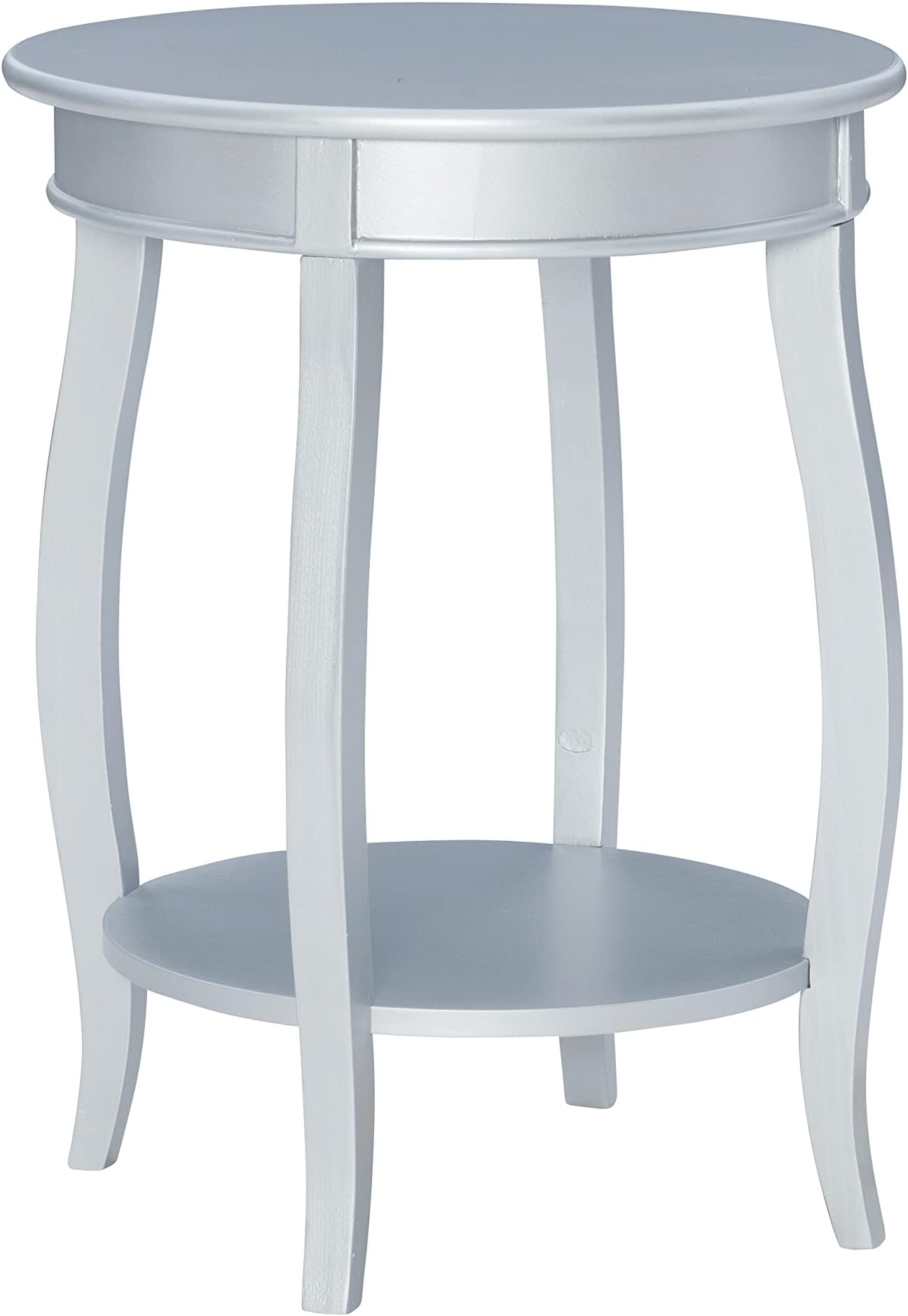 Powell Furniture Powell Round Shelf, Silver Table, 18 x 24 x 18