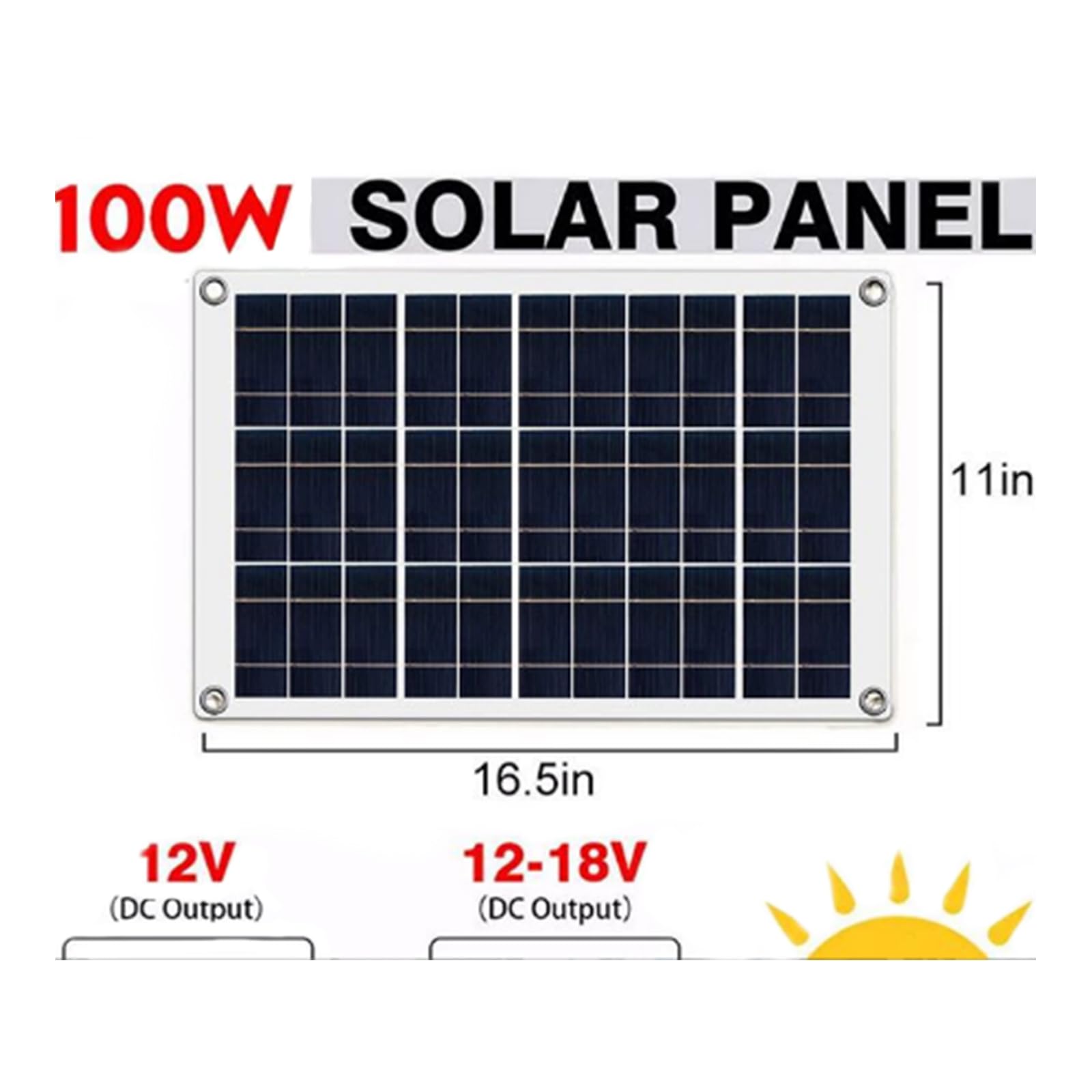 Zestaw paneli słonecznych 100 W, płyta solarna 18 V z kontrolerem 10-A-60 A, dwa porty USB, ogniwa słoneczne, powerbank do telefonu, MP3, kampera, samochodu, na kemping