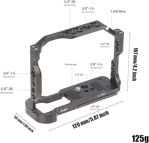 Miniatura 2 de Hersmay Jaula R50 con mango superior, jaula de cámara de aleación de aluminio para cámaras sin espejo Canon EOS R50, estabilizador de plataforma de