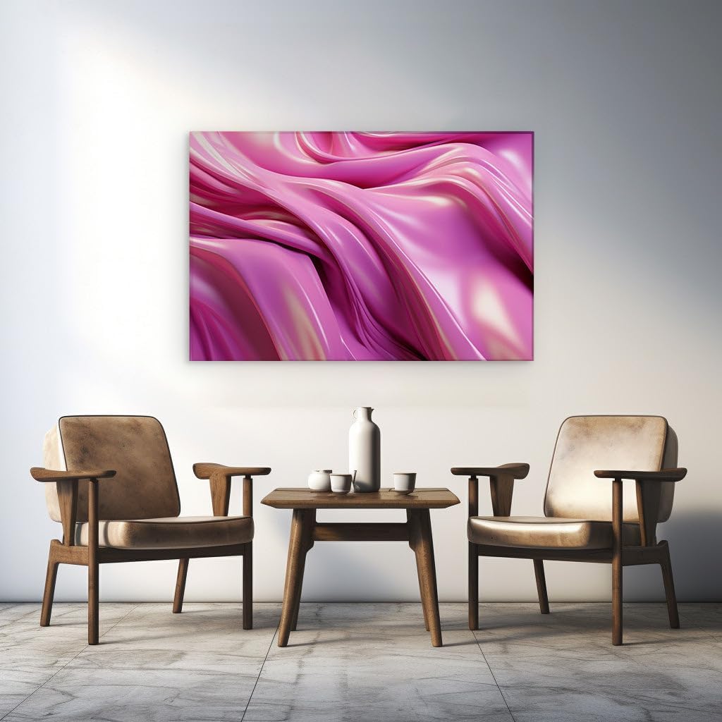 Canvas for Living room. Ride the Pink Wave: A Study in Fluid Dynamism and Shimmering Hues, 27 x 18 inch Canvas Wall Art - Zen Wall Decor - 69x46 cm (27x18 inch)