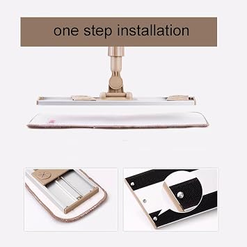Flat Mop, Multi-Function Mop, White, Aluminum Handle, Microfiber Head, Floor Surface
