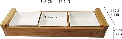 Miniatura 2 de Jinsongdafa Paleta de madera de porcelana dividida para servir, aperitivos, bandeja de condimentos, cuencos para servir para fiestas, perfecto para