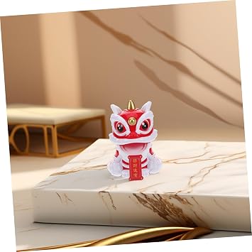 Bobblehead Cat Lion Dashboard Decoration Chinese Lion Dance Head New Year Car Ornaments