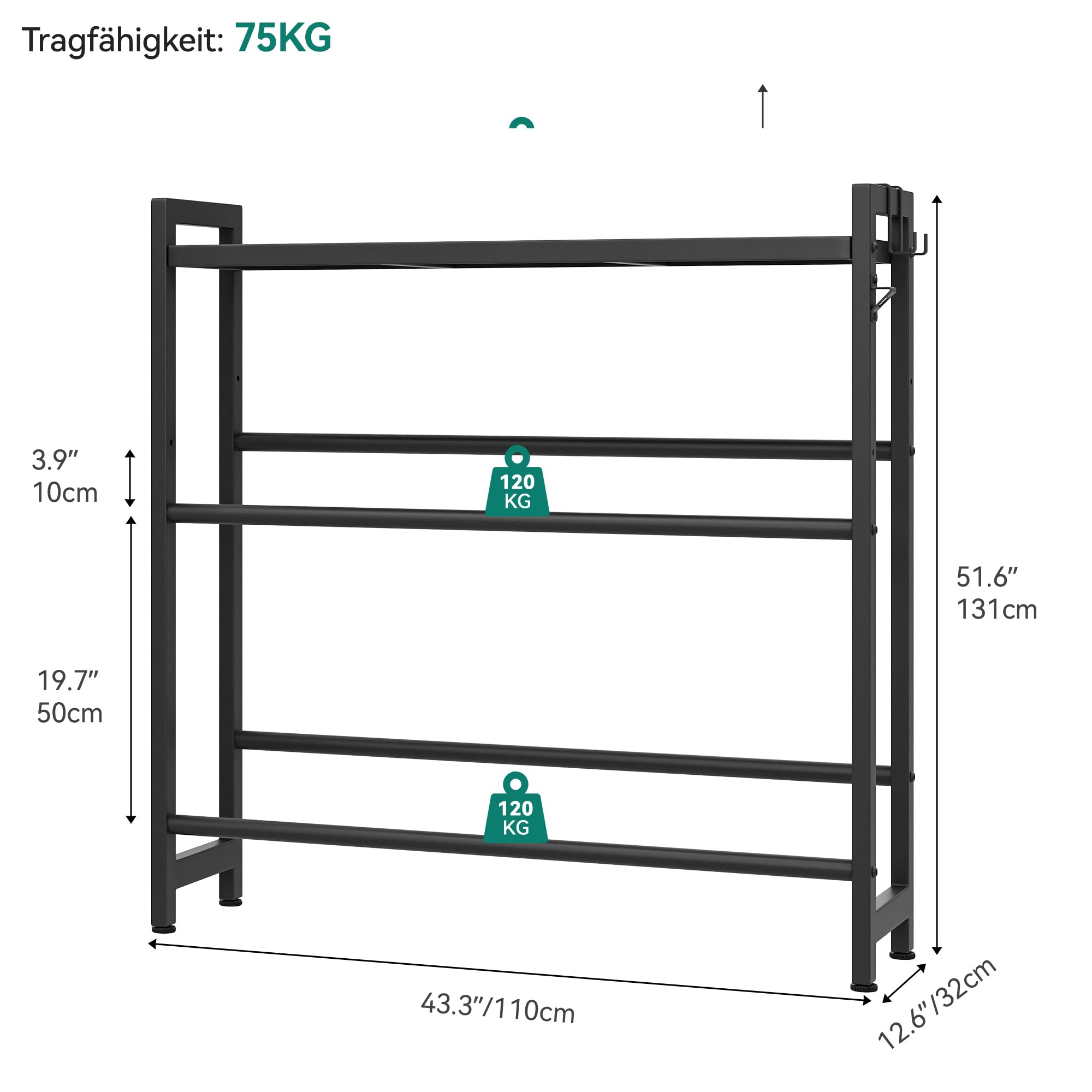 YITAHOME getränkekistenregal mit ablage 6 kisten, getränkekistenregal rollen, verstellbaren füße, Öffner, Haken, Metall regal getränkekisten für Bier, Obst, Gemüse, Wasser, getränkeregal kisten regal
