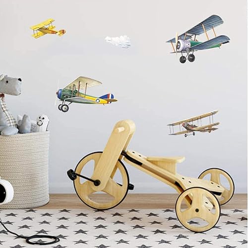 Miniatura 9 de NITCAN Calcomanías de pared de avión, calcomanías de pared de acuarela para niños, guardería, sala de juegos, decoración de dormitorio, serie de