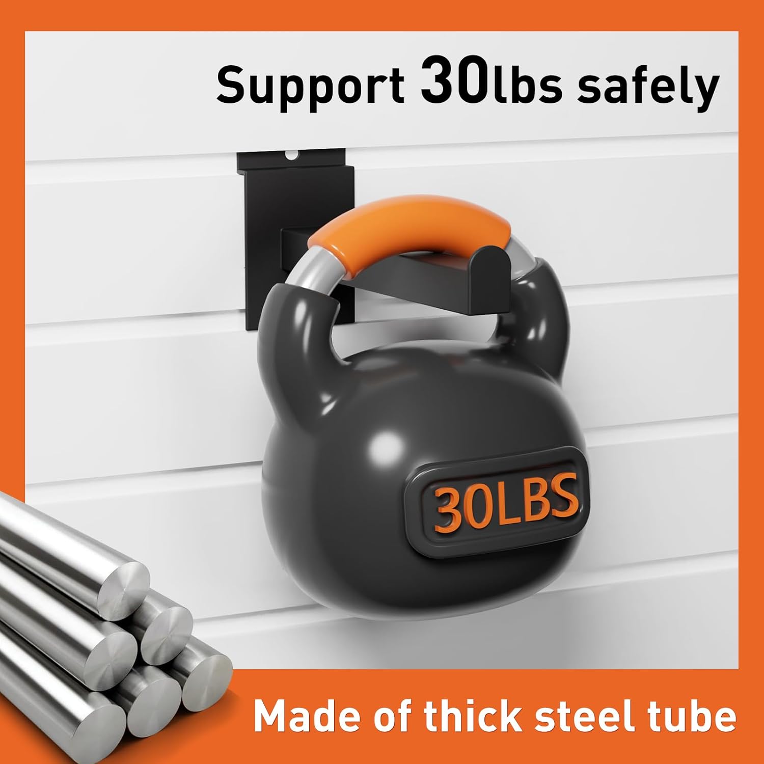 8 Inch Square Tubing Slatwall Shelf Bracket , Heavy Duty Slat Wall Floating Shelf Bracket with Lip, Slatwall Accessories for Retail Display,Garage (12Pcs, Black)