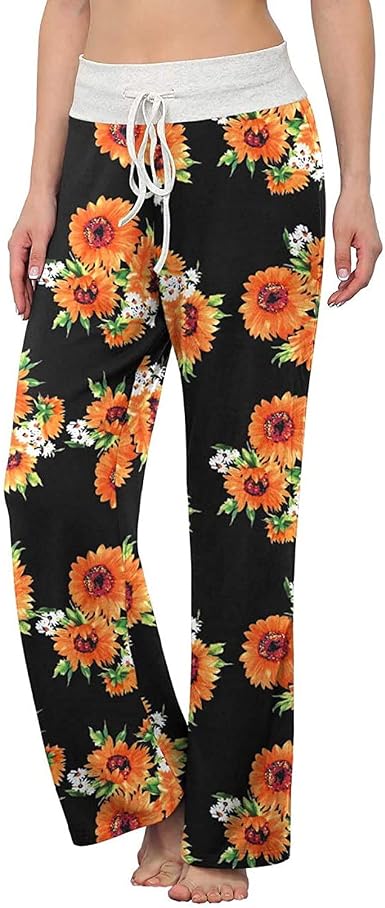 Amazon.com: SUIQU Pantalones de mujer, cómodos y modernos con estampado  floral, pantalones de pijama con cordón elástico, holgados, palazzo y  pierna ancha : Deportes y Actividades al Aire Libre