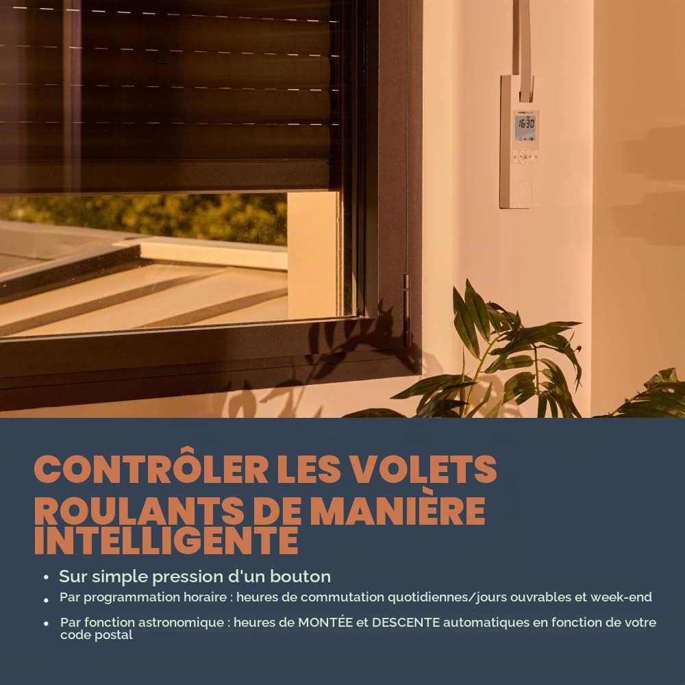 Home Pilot - Enrouleur de sangle encastrable Premium connecté pour commande de volet roulant à sangle. Enrouleur volet roulant | Commande vocale | Volet roulant connecté Installation rapide 10182345