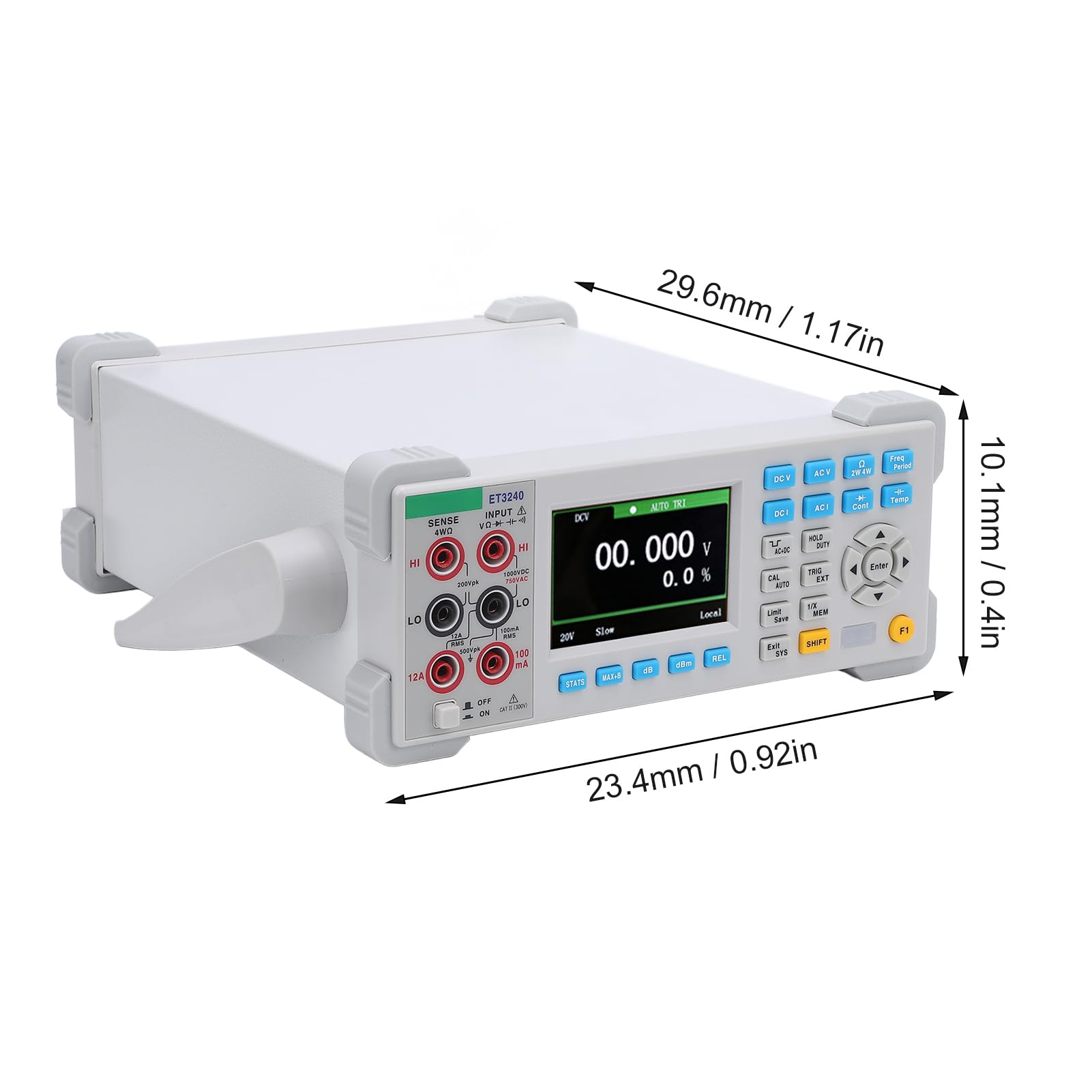 ET3240 Desktop-Multimeter, Hochauflösende Anzeige, Wechselstrom, Gleichspannung, Strom, Widerstände, Kapazitätsmessung, 12 Einheiten (EU-Stecker 200V-240V)