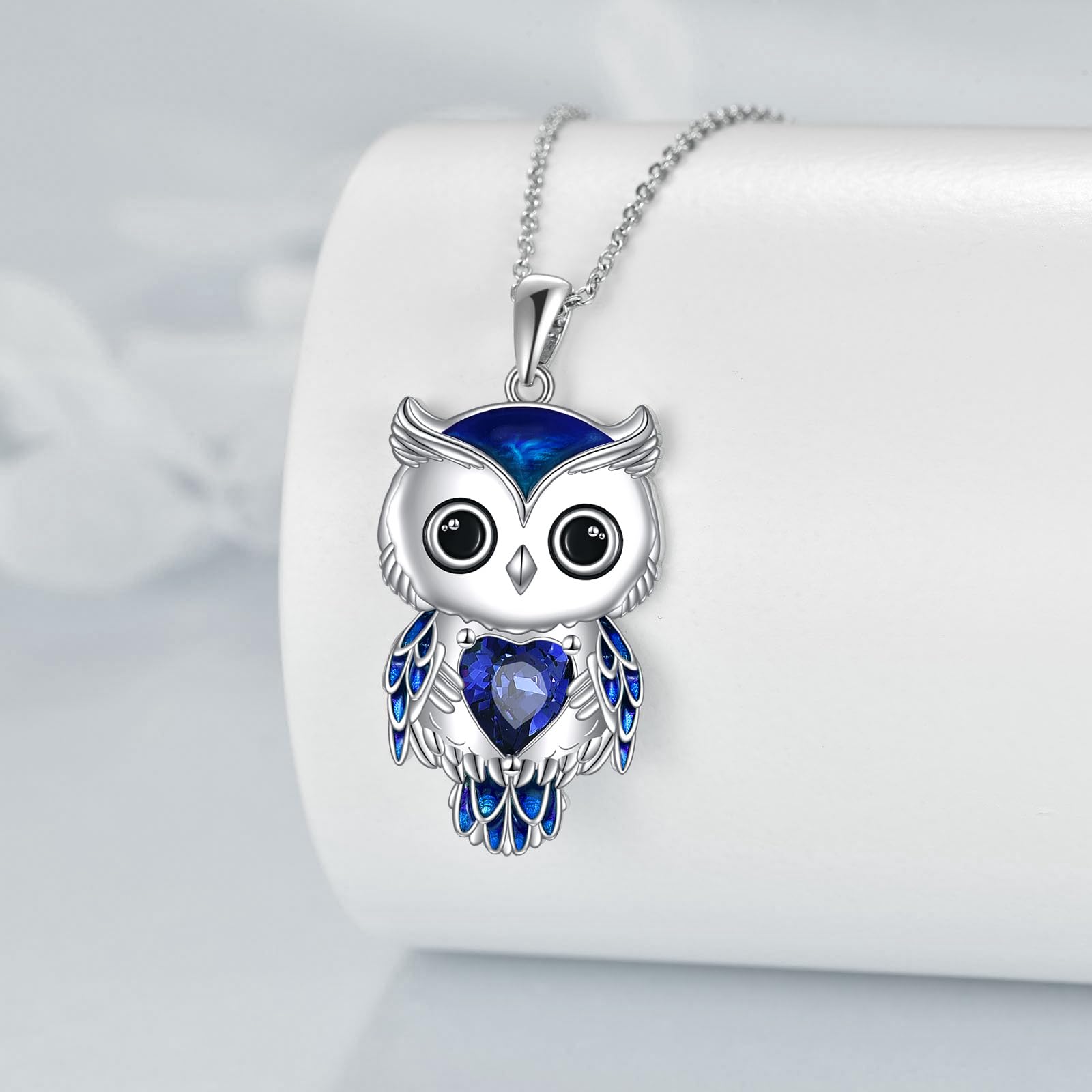Vadmans Eule Kette Schmuck Geschenke für Damen Sterling Silber Geburtsstein Eule Anhänger Halskette Weihnachts Schmuck für Frauen