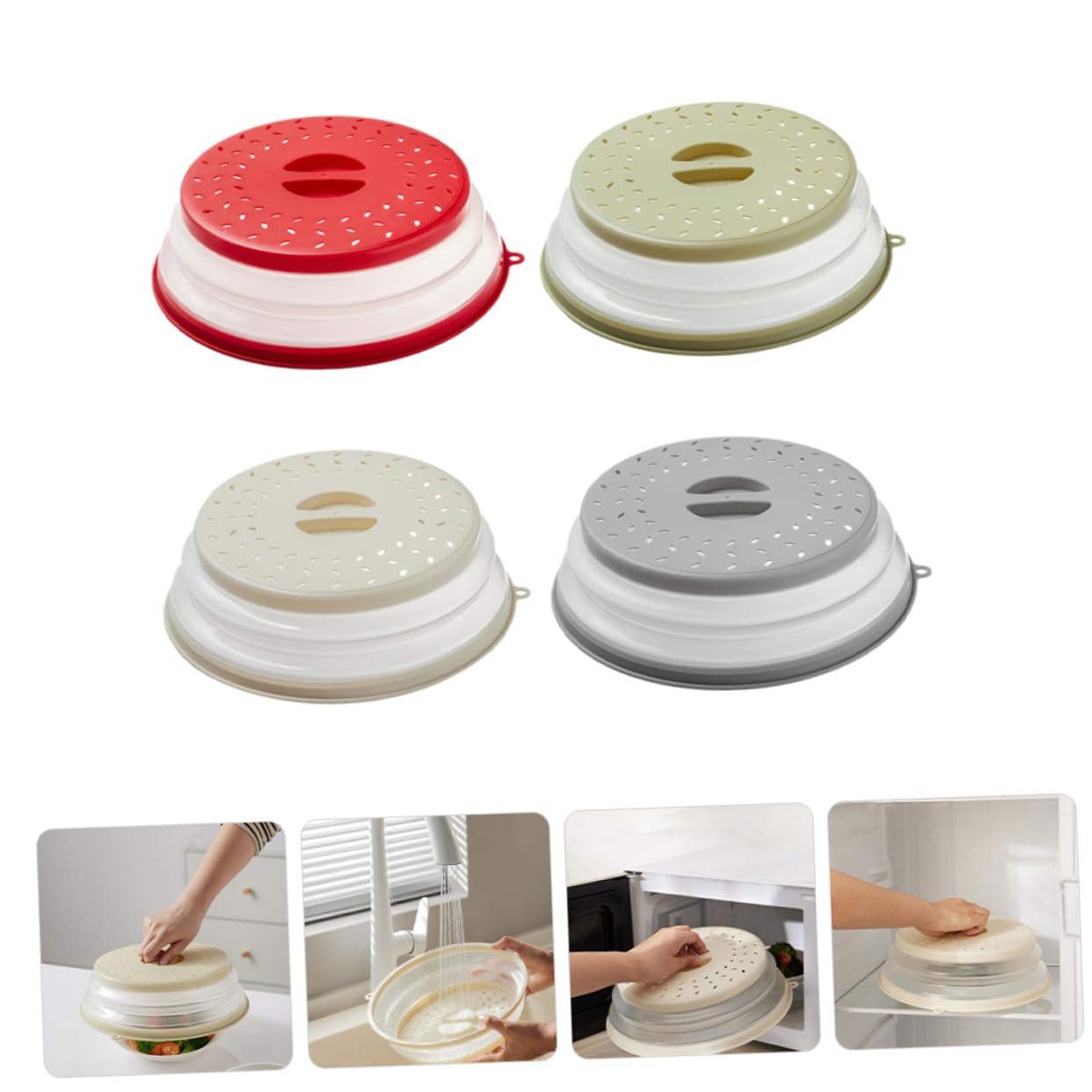 4 Fundas para Microondas Cubierta de Comida Antisalpicaduras Reutilizables para Cocina Color Aleatorio