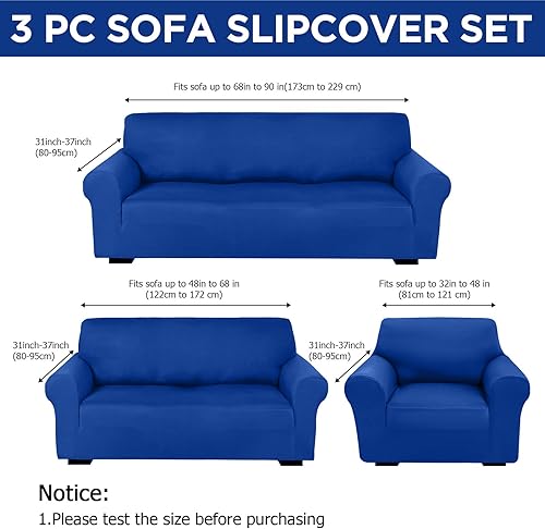 Miniatura 2 de Peryiter Juego de 3 Fundas para Sofá, Cubiertas de Muebles para Sofá, Loveseat, Sillón, Ajuste Perfecto Elástico, Sin Arrugas, Protector de Muebles