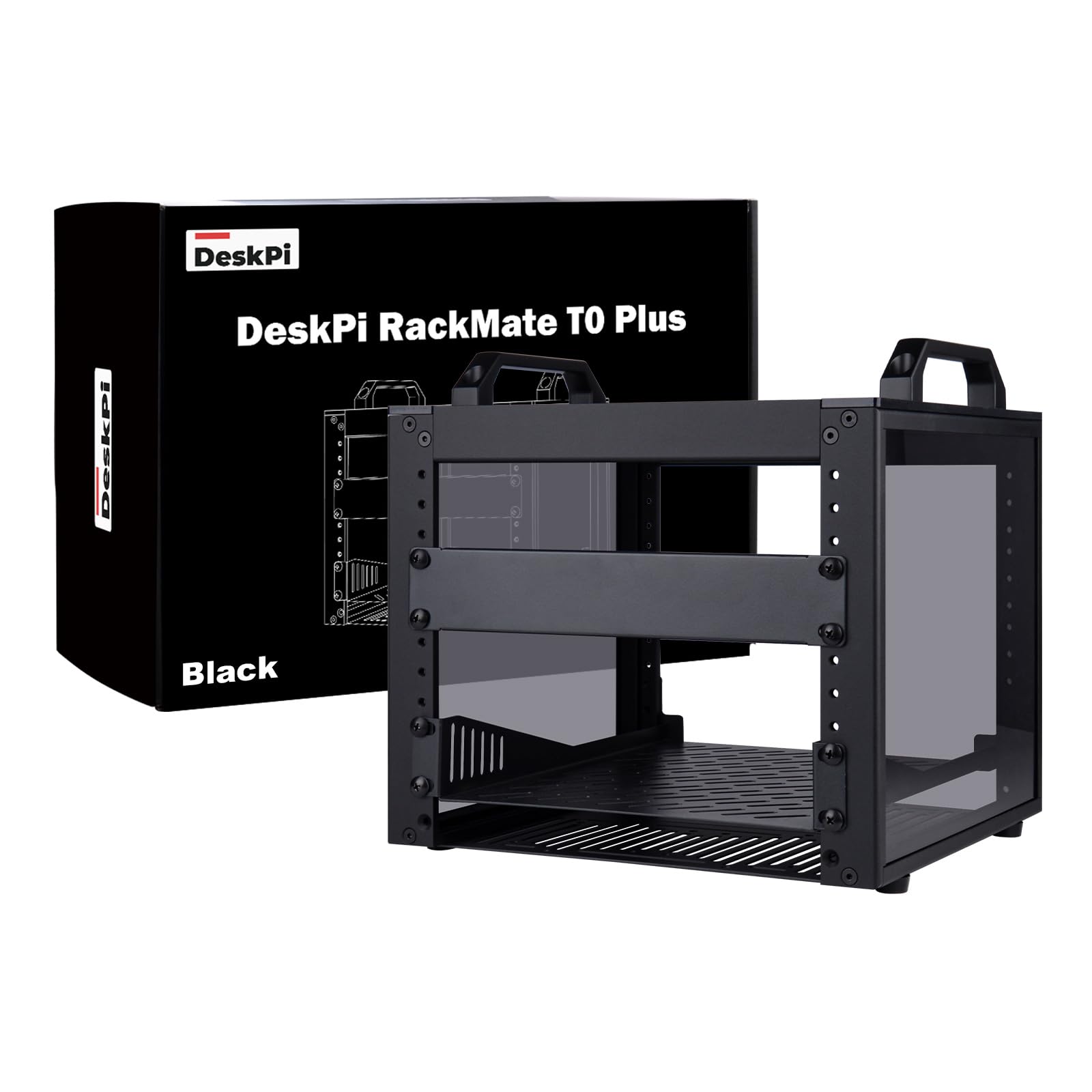 GeeekPi Rack de serveur 4U, rack réseau de 25,4 cm pour serveurs, réseau, équipement A/V, DeskPi RackMate T0 Plus Rack Mount, 260 mm de profondeur (noir, 26 cm de profondeur)