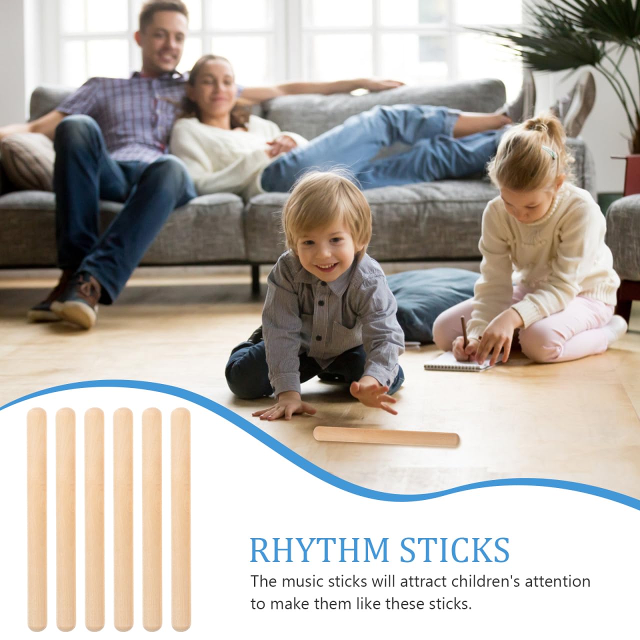Vaguelly 6 Stück Klanghölzer Rhythmusstöcke Set Klangholz Instrument Holz Klangstäbe für Schlagzeug Bands Musikunterricht 20cm