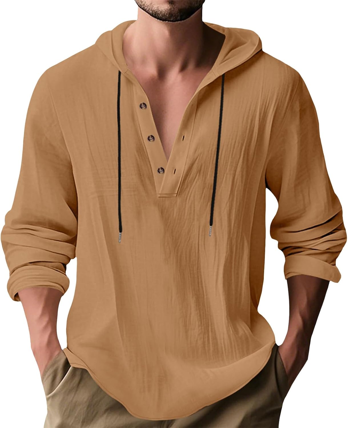 Hoodie Shirts for Men Button Up Drawstring Plus Size Casual Hippie Business Pullover Summer Workout Beach Tops