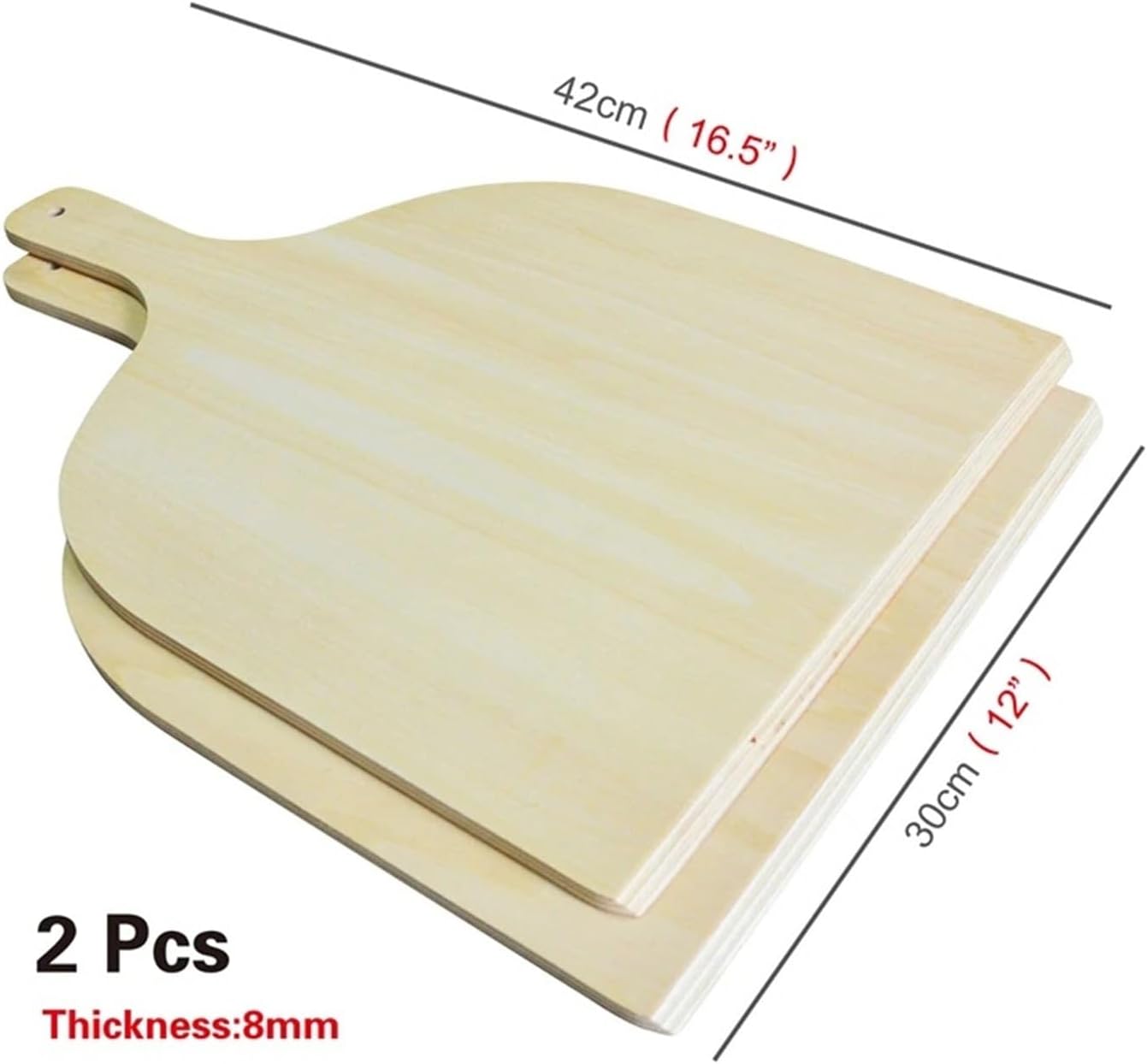 Wooden Pizza Peel Shovel with Wooden Handle Cheese Cutter Peels Lifter Tool Pizza Shovel Cake Shovel Baking Tools pizza pan(2 Pcs)