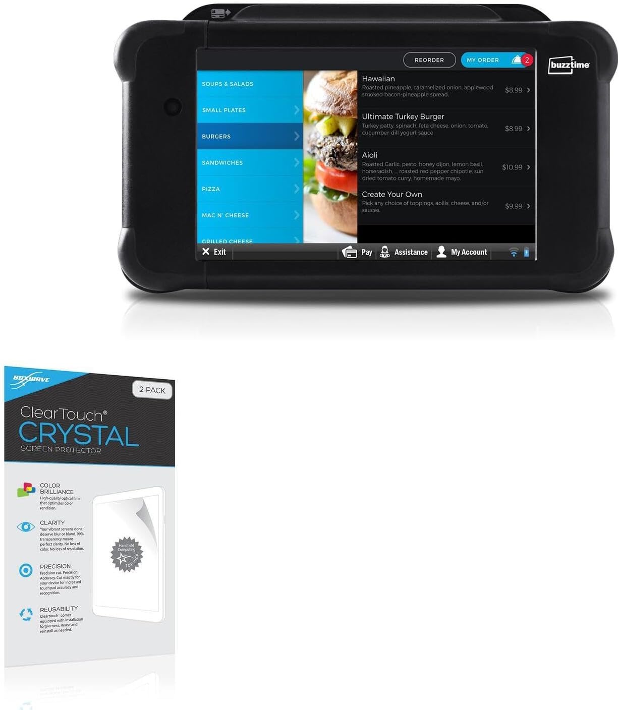 BoxWave Screen Protector Compatible With Buzztime Tablet - ClearTouch Crystal (2-Pack), HD Film Skin - Shields From Scratches