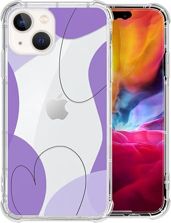 Compatible with iPhone 13 Case,Soft TPU Transparent Shockproof Protective Cover Clear Case for iPhone 13,Wavy Line Purple
