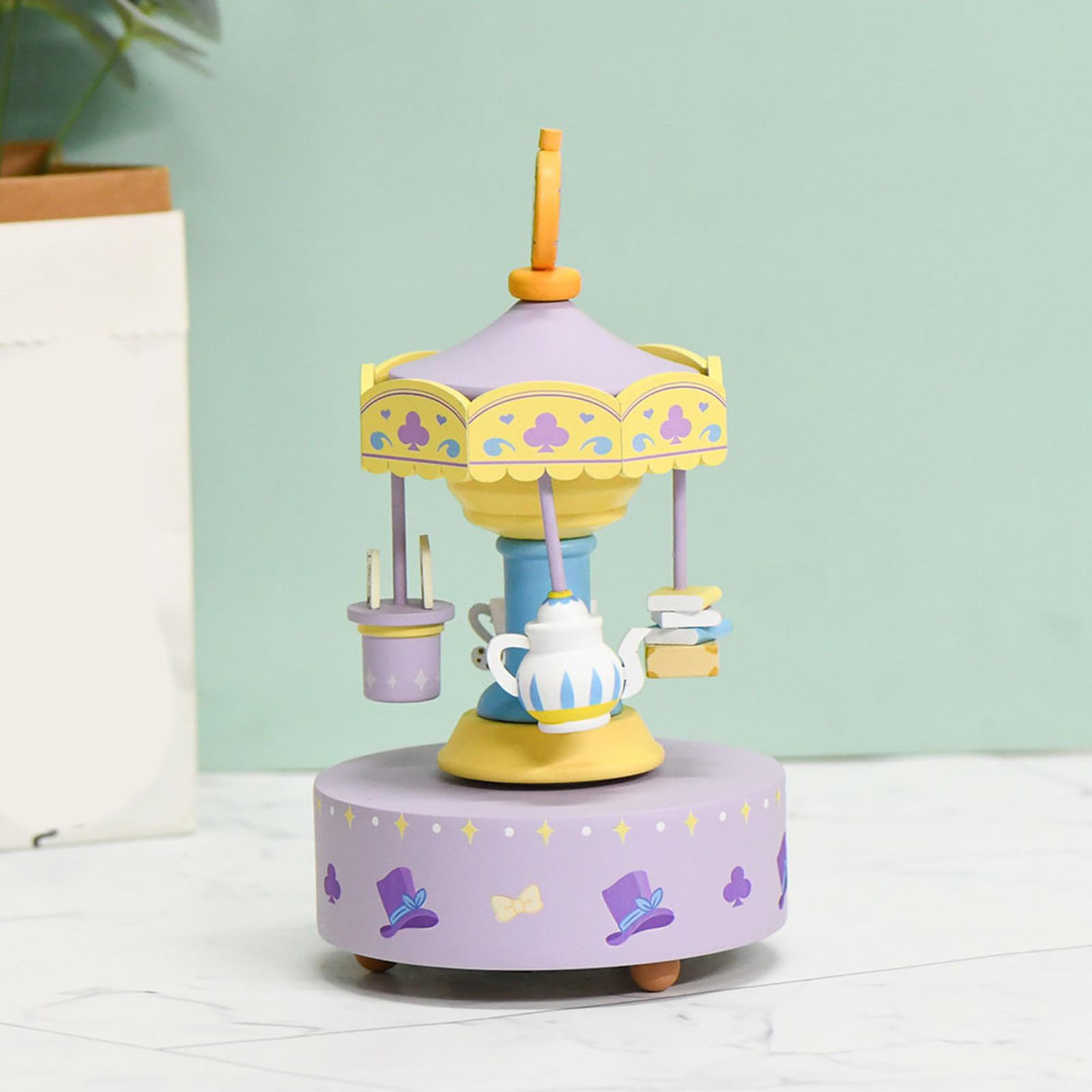 Caja de música de Caballos giratorios para Festival, Caja de música con carruseles, Regalo para Hijas y niños, exhibición navideña Artesanal de Madera