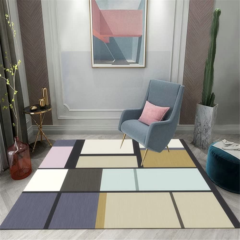 Tapis chambre 50x80cm rectangulaire jaune pour salon de tapis