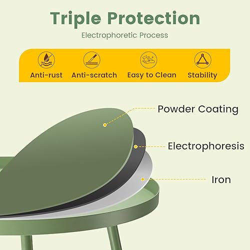 Miniatura 4 de danpinera Mesas auxiliares para exteriores, mesa auxiliar de acero resistente a la intemperie, pequeña mesa auxiliar redonda para exteriores, mesa