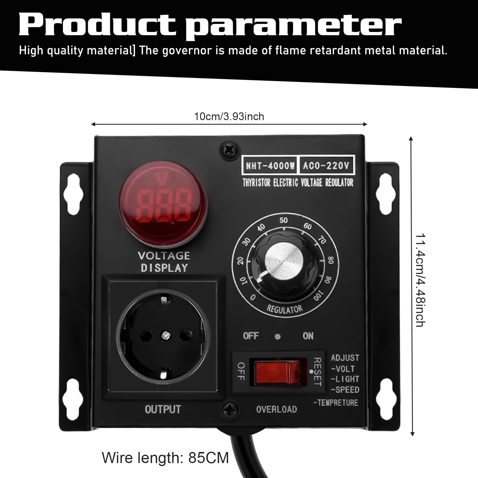 Drehzahlregler 230V Motor Spannungsregler: Frequenzumrichter 230V, Drehzahlregler AC 9A 4000W, Voltage Regulator für Temperatursteuerung, EU-Stecker