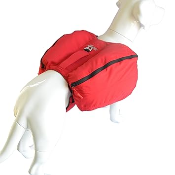 Lovelonglong Dog Backpack for Hiking, Multifunctional Dog Day Pack Zippered Travel Dog Saddle Bag Outdoor Hiking Backpack with 2 Capacious Side Pockets for Small Medium Large Dogs Red L