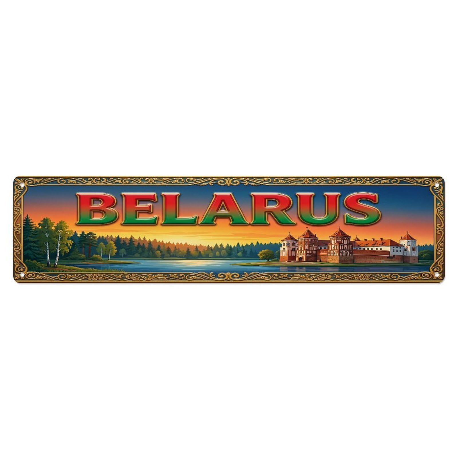 Xanthor Style Metal Tin Sign Vintage Belarus Travel Flag Pattern