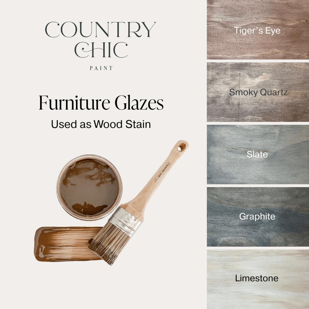 Furniture Glaze - Antique Patina Special Effects Glaze for Chalk Style Furniture Paint, Eco-Friendly Wood Stain, 6 Color Choices - Smoky Quartz [Chocolate Brown] - Pint (16 oz)