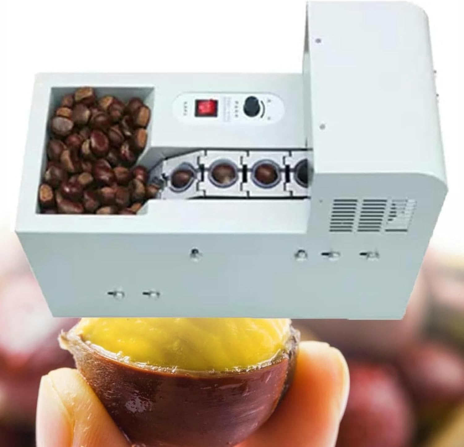 Peanut Machine and Chestnut Opener Automatic Machine for Cutting Chestnuts High Efficiency and Easy to Use Suitable for Many Chestnut Sizes, Singlechainplate