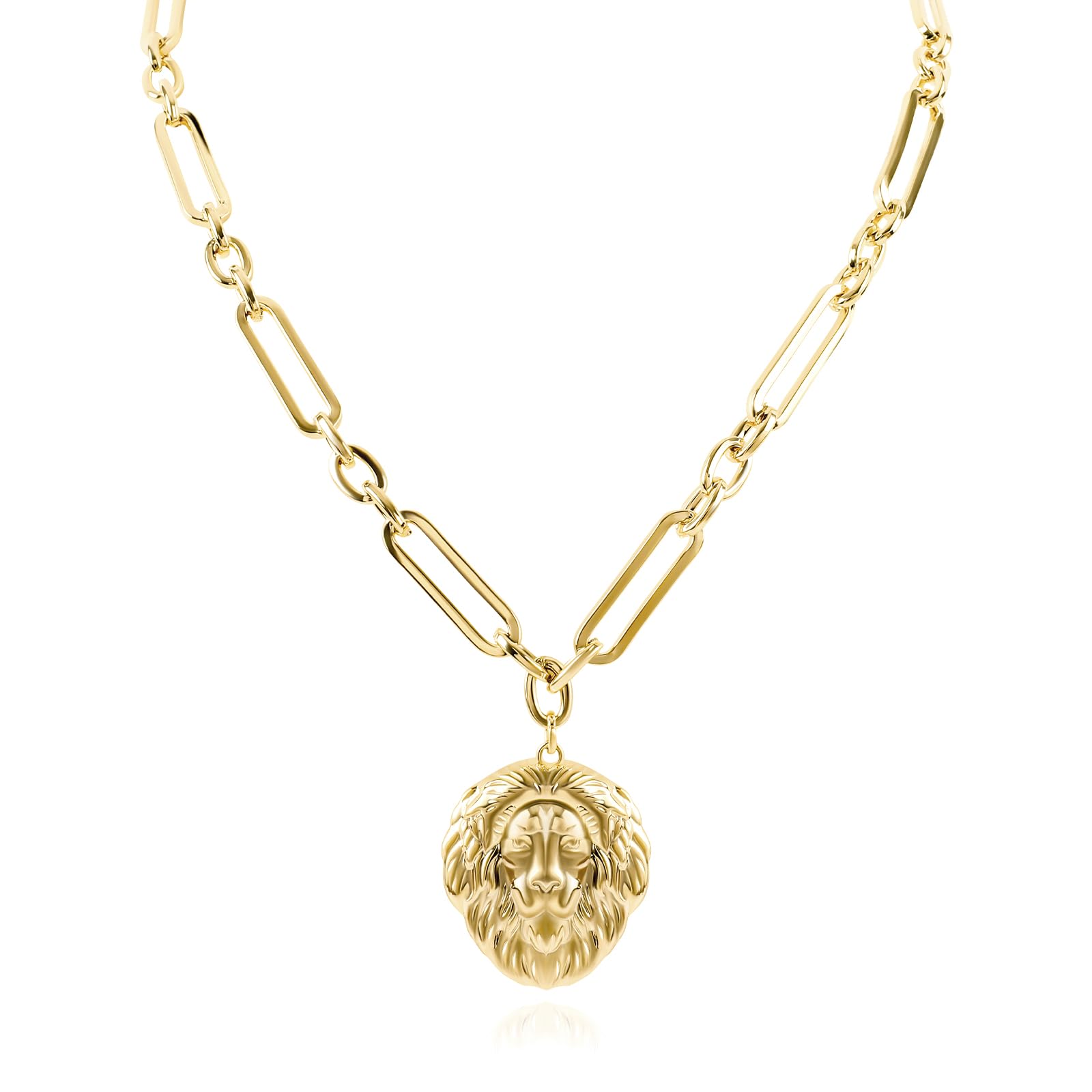 ChicgrowthGold Pendant Necklace for Women 14K Gold Plated Coin Pendant Necklace Adjustable Chain Disc Round Charm Initial Statement Necklace Trendy Jewelry Gift for Her