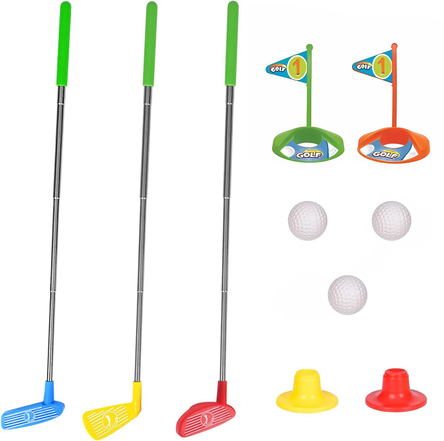 Club Golf Enfant, Toddler Golf Set, Mini Golf Game, Clubs de Golf Rétractables Faciles à Transporter, Tapis de Putt, Jouets Sportifs D'intérieur et D'extérieur pour Garçons et Filles