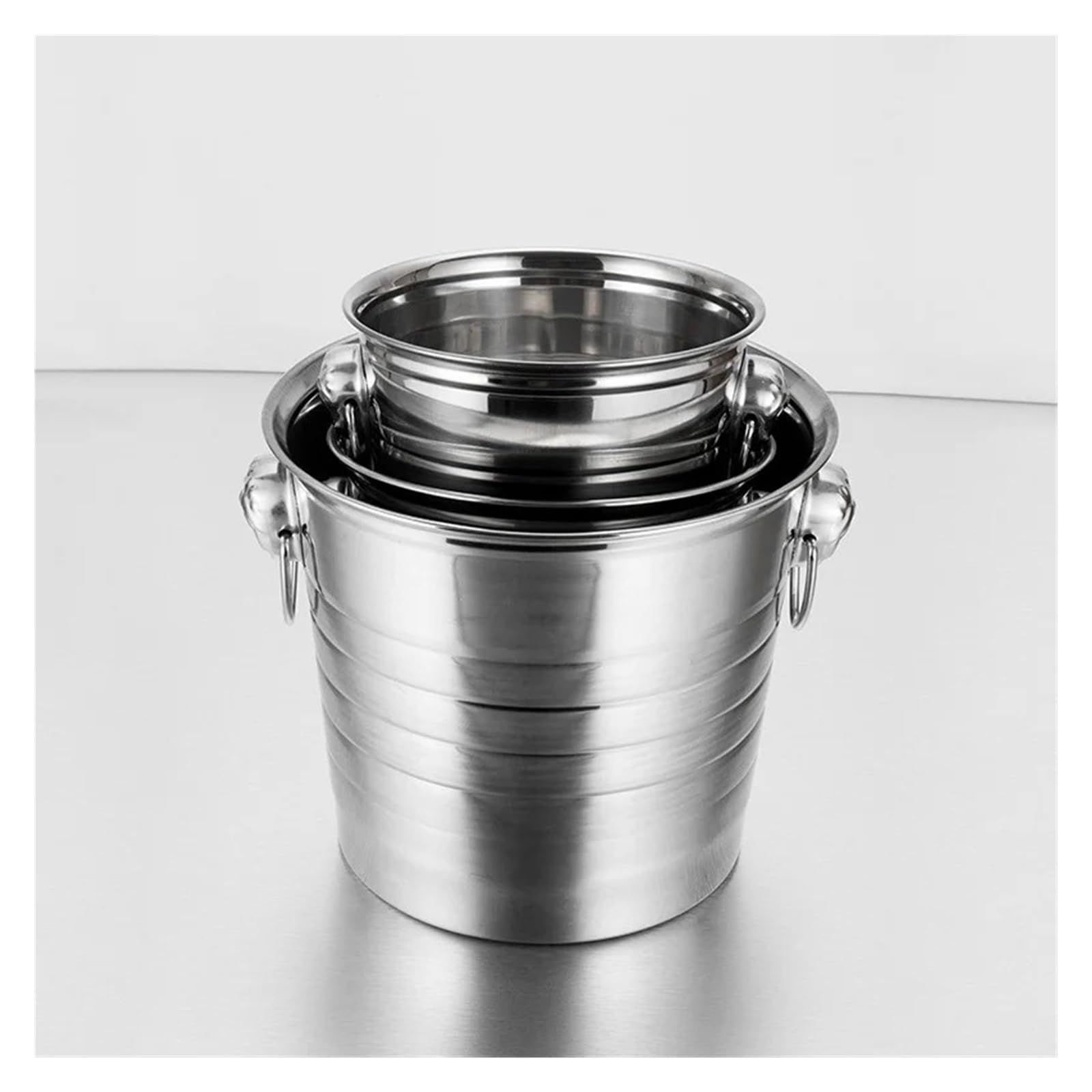 Secchiello for Ghiaccio in Acciaio Inox da 3/5L, refrigeratore for Vino e Birra, Produttore di Ghiaccio per Feste ed Eventi(A-1L)