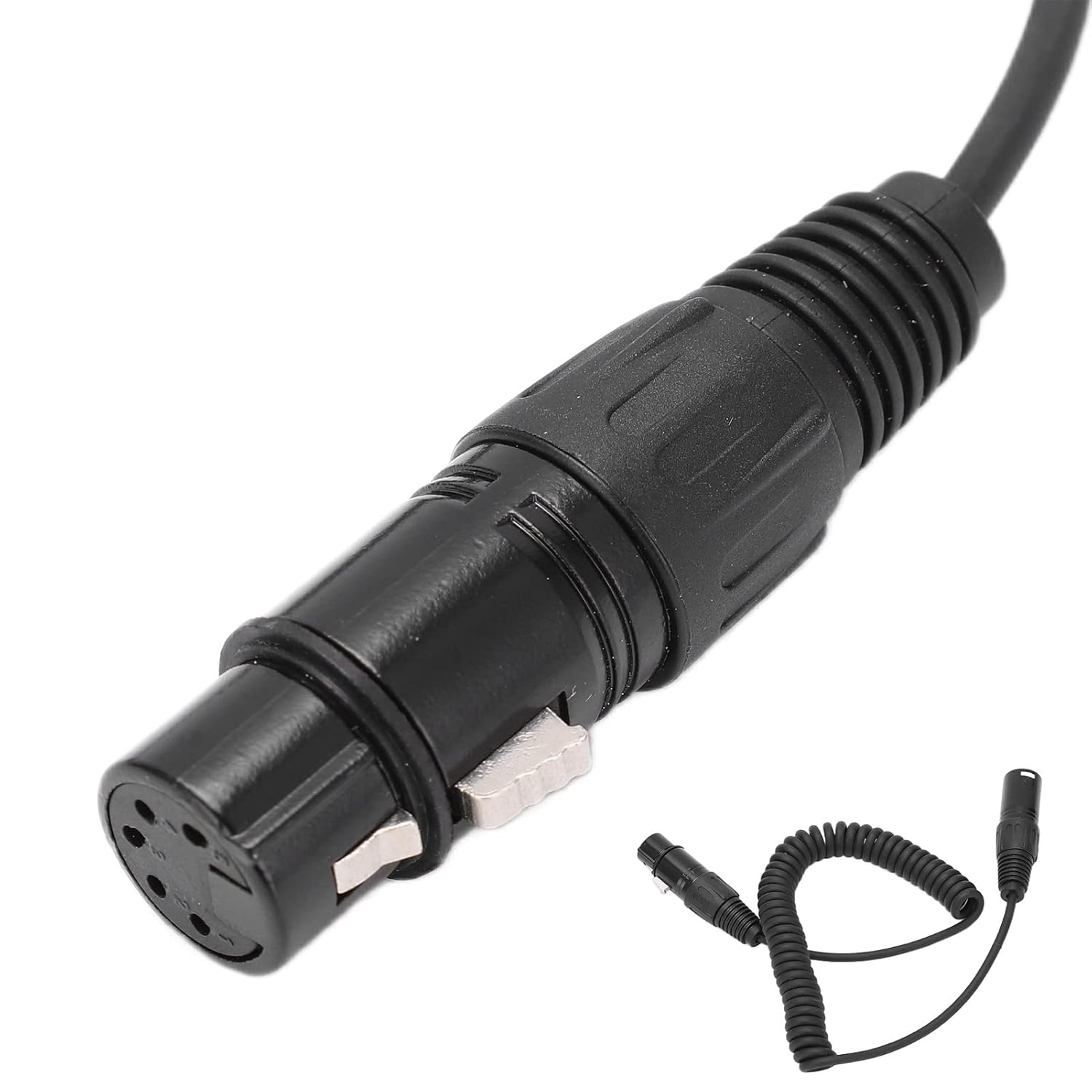 Dioche Headset Extension Spring Cable Coiled Cord 5Pin XLR Connector Cord Replacement for Aviation Headphone