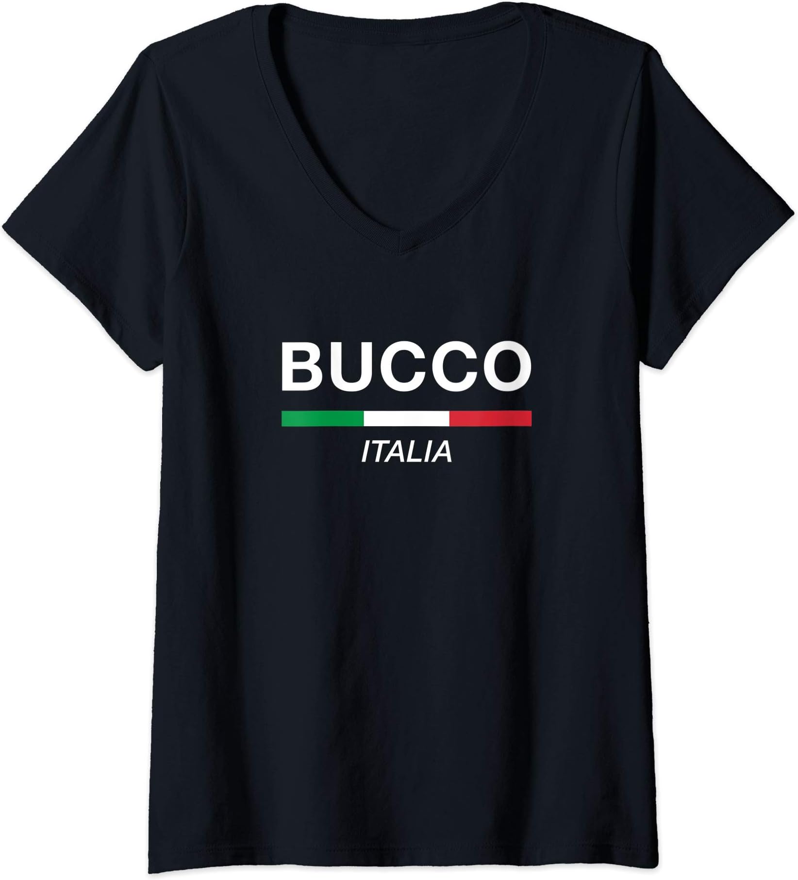 Womens Bucco Italian Family Name Italy Flag V-Neck T-Shirt