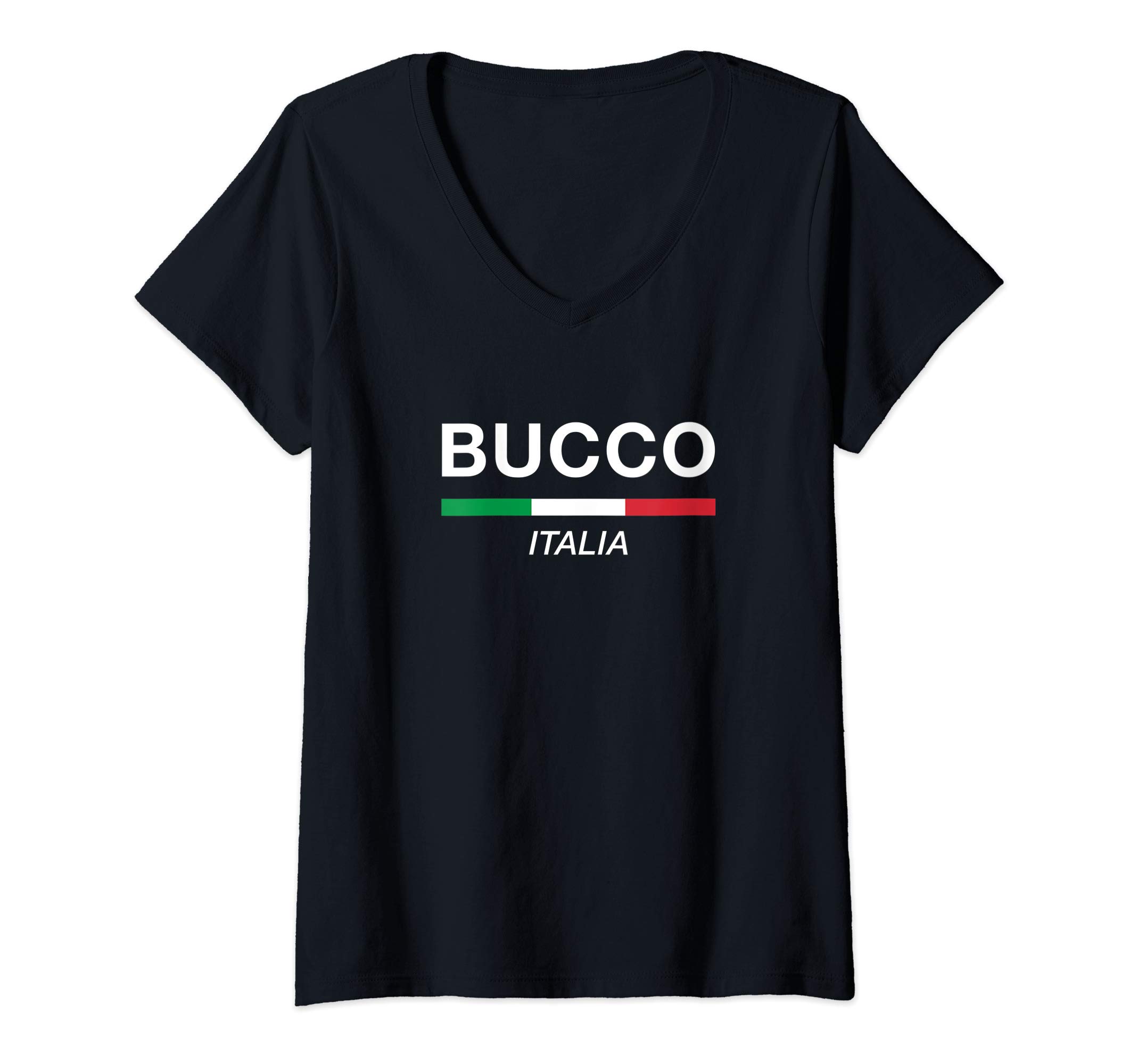 Womens Bucco Italian Family Name Italy Flag V-Neck T-Shirt