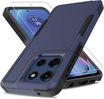 for Moto G Stylus 5G 2025 Case,[Military Grade Drop Tested] with Screen Protector,Dual Layer Protective Heavy Duty Cell Phone Cover Non-Slip Shockproof Case for Motorola G Stylus 5G 2025 Blue