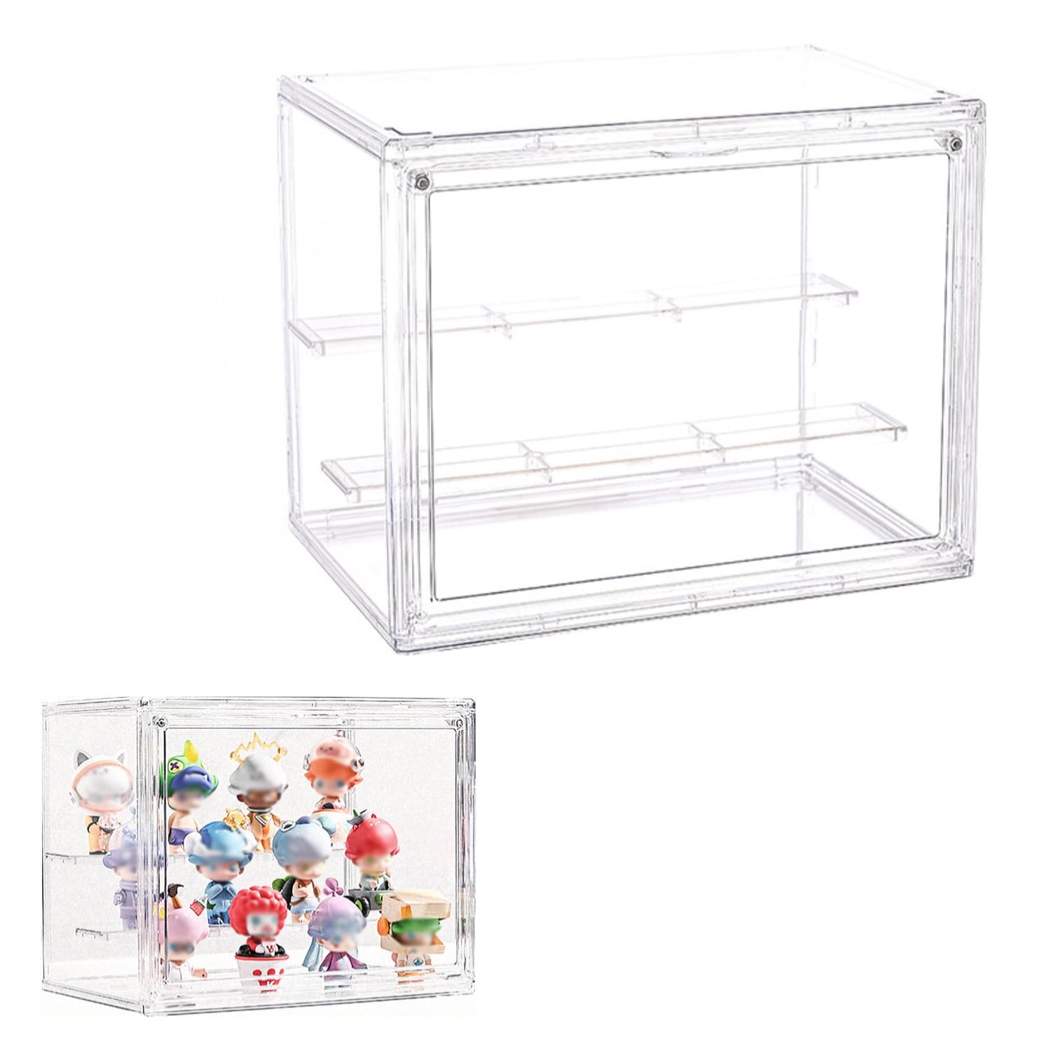 Vitrine en acrylique pour figurines à 3 niveaux et porte magnétique