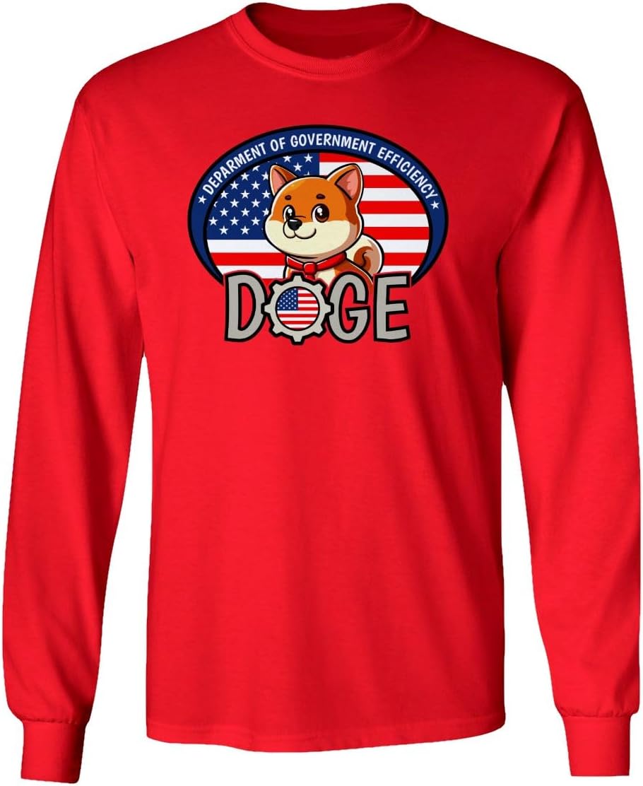Trump Dept. of Government Efficiency Doge USA Flag Long Sleeve T-Shirt