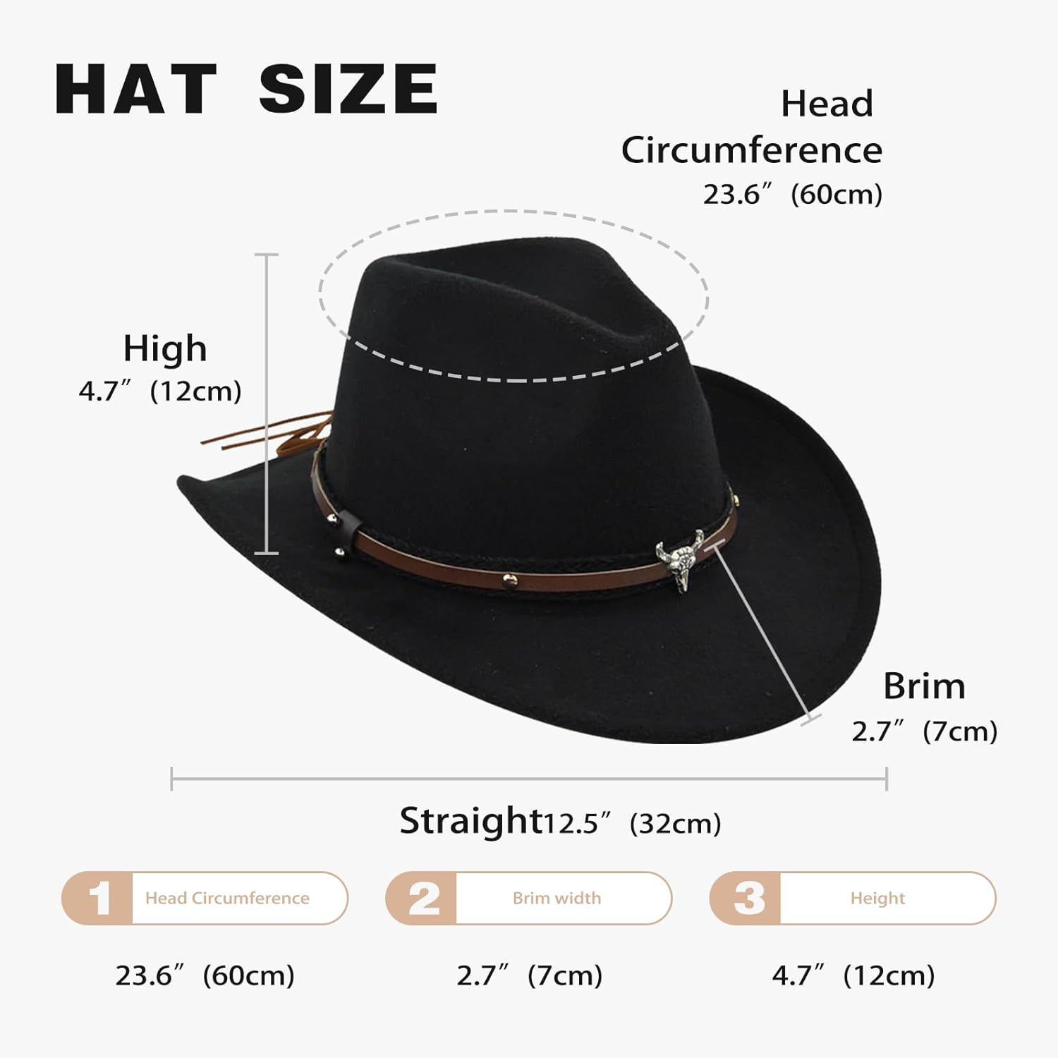 Western Cowboy Hat Felt Roll Up Cowgirl Hats Shapeable Outdoor Wide Brim Buckle Belt Hat for Men Women - Image 2