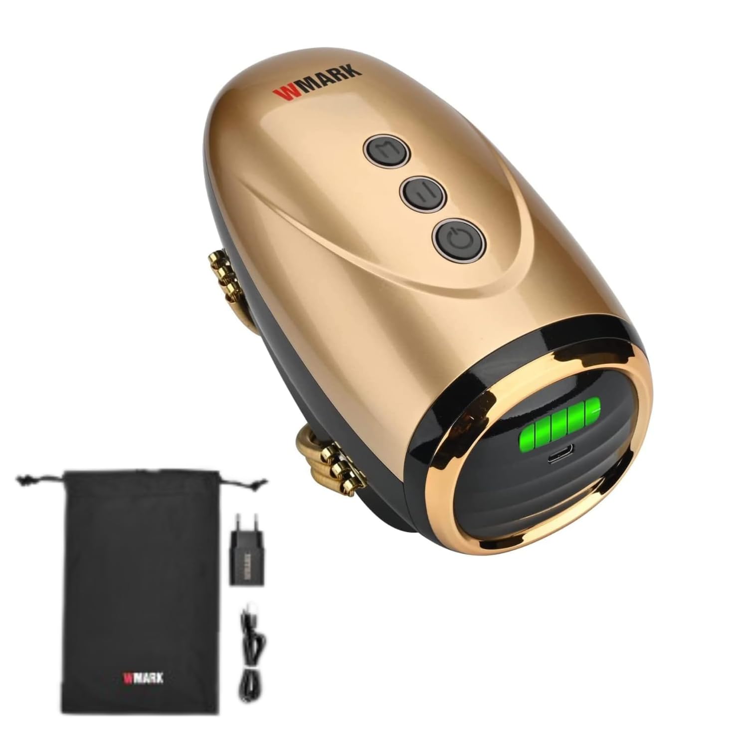 WMARK NG-SM001 Ultra Premium Cordless Salon Barber Home Massager Handheld Massager, USB Charge Vibration Neck/Legs/Hand/Face Massager, 2 Massage Nodes 2600 MAH 13 Hrs Runtime 15 mins timer,Gold