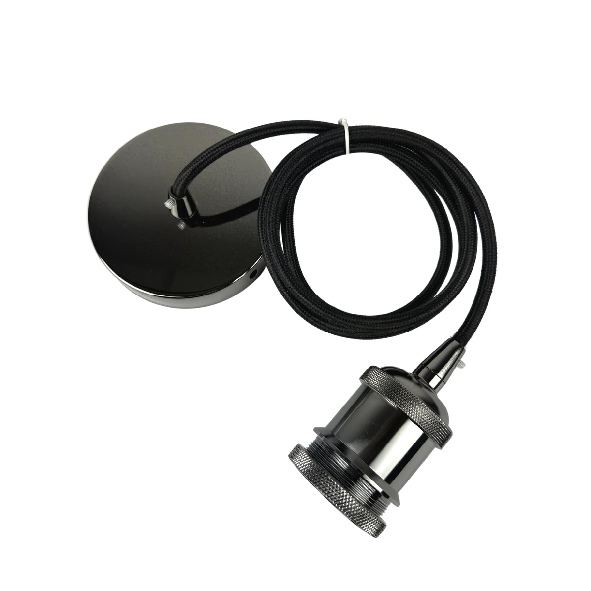 MOSSODOR Ceiling Pendant Light Fitting-Indoor Lighting Fixture-E27 Lamp Holder Ceiling Rose-Braided Flex Cable-Suspended Pendant Light Fitting (Braided Wire-Pear Black)