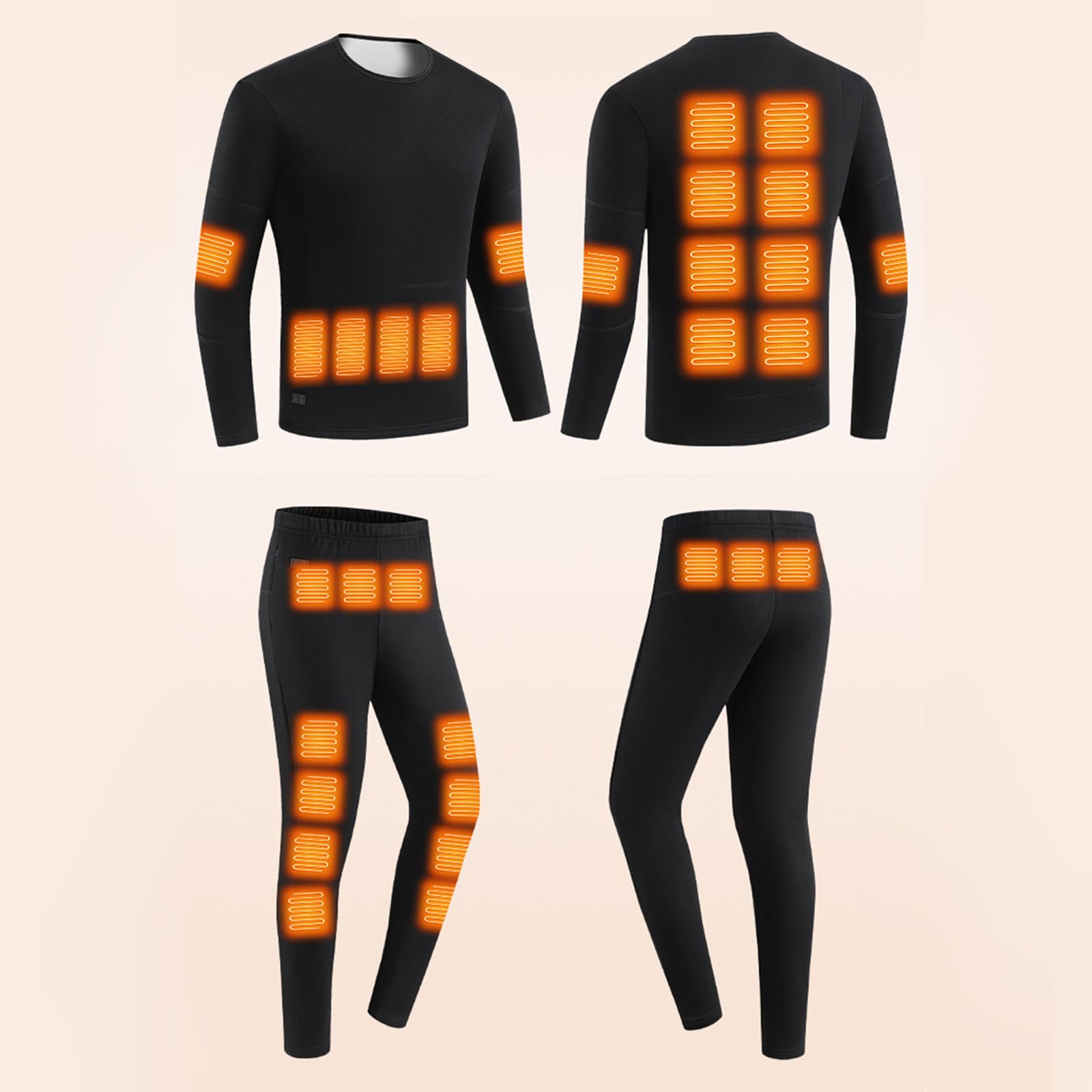 Conjunto de ropa interior térmica atlética cálida para correr, esquí, ciclismo, capa base calentada eléctrica USB, leggings de nieve, pantalones largos, calefacción eléctrica por USB
