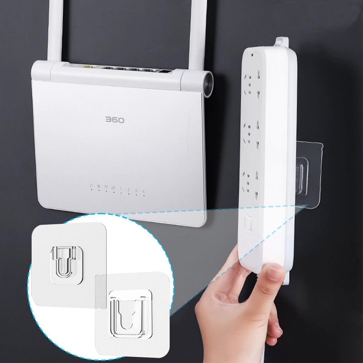 AEE® 10 Çift Yapışkanlı Geçmeli Asma Aparatı Kanca Askı Sabitleyici Klips Seti – Delmeden Montaj – Su Geçirmez Güçlü Yapışkan – Duş Rafı, Mutfak, Banyo ve Ev Düzenleyici Sabitleme Aparatı