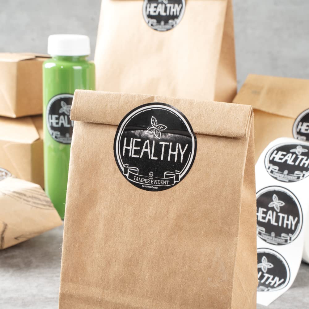 Label Tek - Calcomanías a prueba de manipulaciones de 2 pulgadas para alimentos saludables, 500 calcomanías enrolladas de sellado de manipulaciones, diseño de pizarra, para entrega segura de alimentos