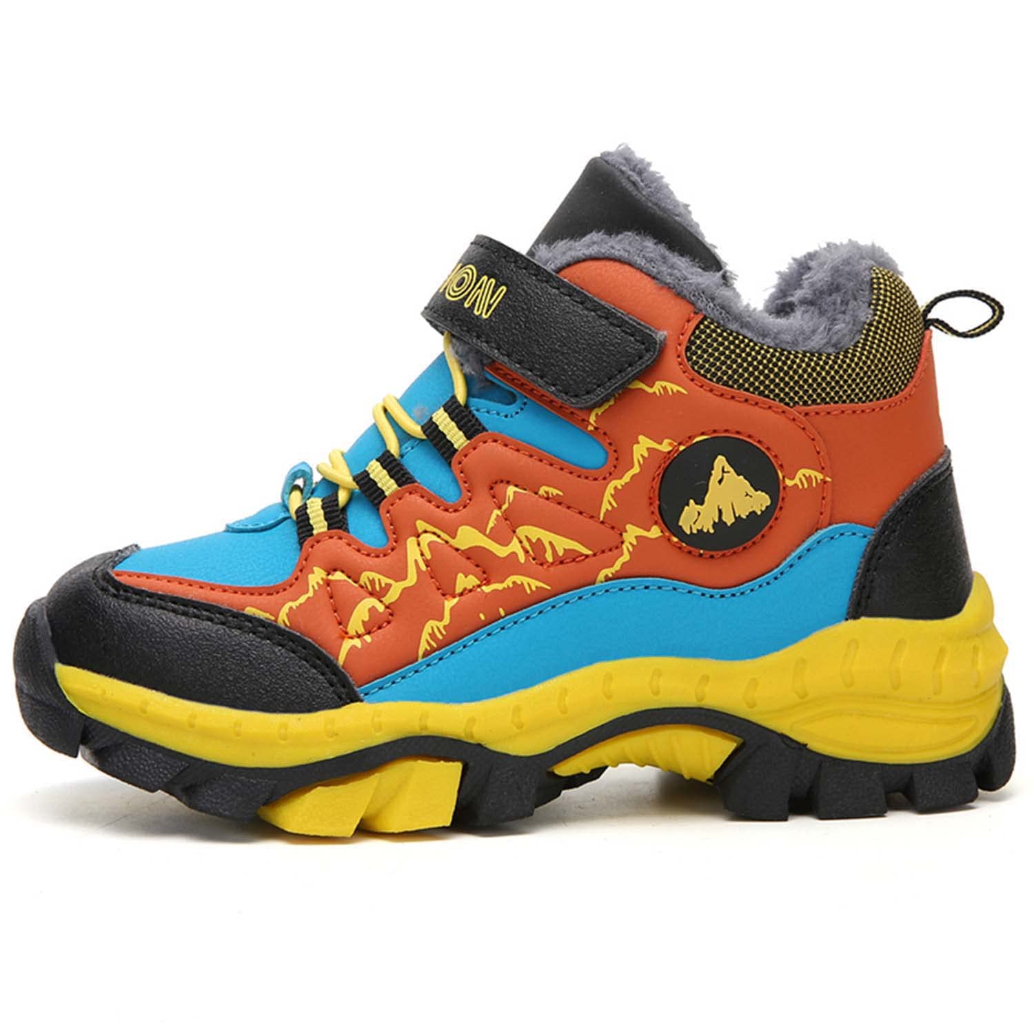 Meidiastra Kids Boys Winter Hiking Boots Warm Lined Snow Boots Anti Collision Anti-Skid Athletic Outdoor Adventure Camping Trekking Shoes Orange 34
