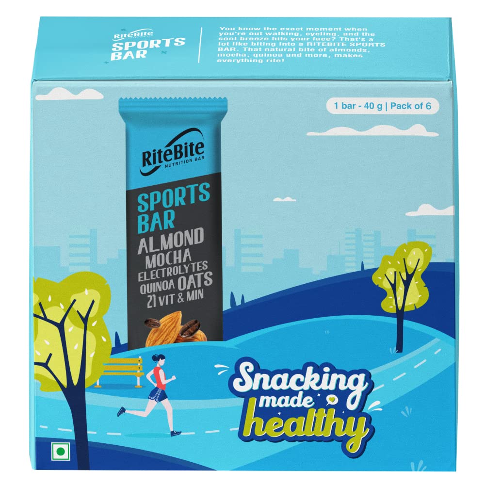 RiteBite Max Protein Sport Bar Nutrition Bar with Quinoa Oats | No Cholesterol & Trans Fat Snack Bar, 40g (Pack of 6) (B08S73QZ5H) Amazon Price History, Amazon Price Tracker
